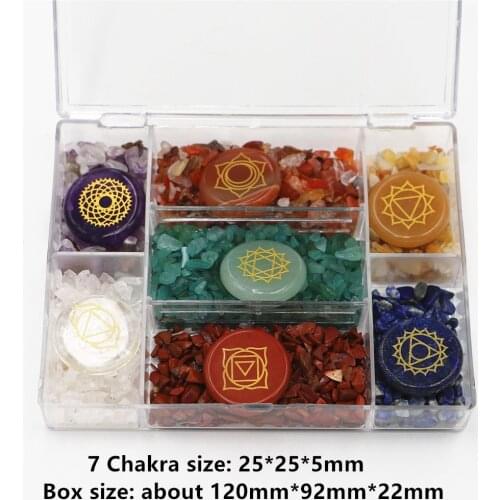 Stone Reiki Balancing Tumble Chip Crystal Healing Reiki Wicca Stones Kit Polished Engraved Palm Pocket Stones 7 Chakra