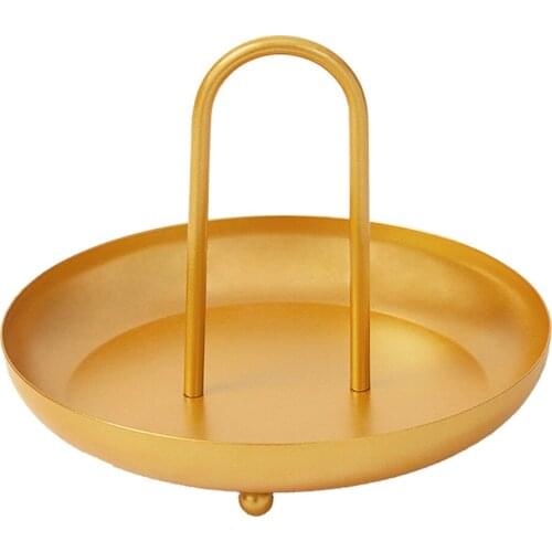 Wrought Iron Jewelry Tray 5.5 Inch Nordic Food Cake Makeup Plate Organizer Dresser Home Living Room Wedding Decor Gift