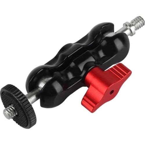 Multifunctional Ball Head Mount Mini Dual Ball Head Clamp with 1/4 Screw for DSLR Camera Monitor LED Light Flashlight