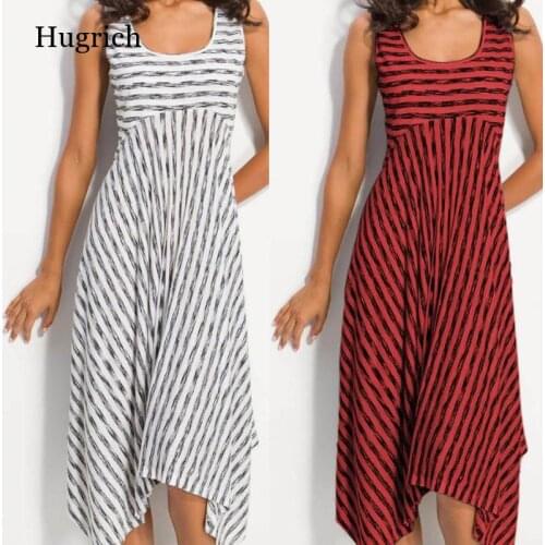 Fashion striped dress large size summer dress loose simple sleeveless dress womens clothing