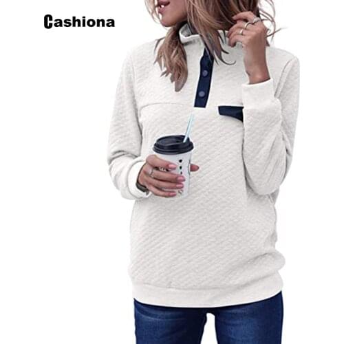 Fashion New Autumn Top Sweatshirt Women Elegant Leisure Casual Pullovers Single-breasted Womens Clothing 2020 Winter Shirt Femme