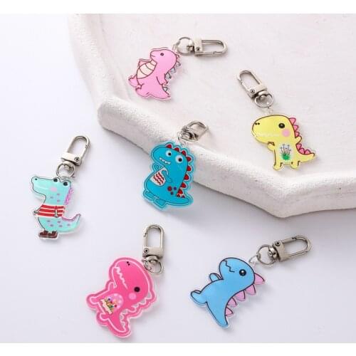 Trendy Chubby Dinosaur Keyring Trinket Girls Cute School Bag Decor Pendant Women Charm Keychain Kids Toy Birthday Party Gift