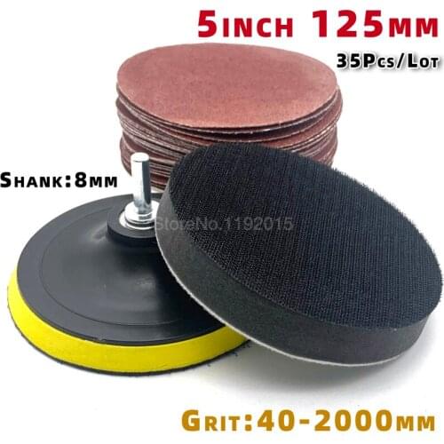 35PCS Buffing Pad 5INCH 125MM Car Sponge Polishing Kit Abrasive Polisher Drill Adapter Waxing Compound Tools Accessory Thread