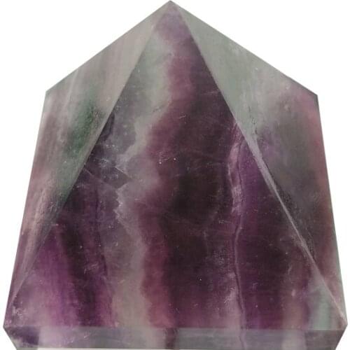 Natural Fluorite Handcarved Pyramid Crafts Gem Healing Reiki Tower Point Home Decor Meditation