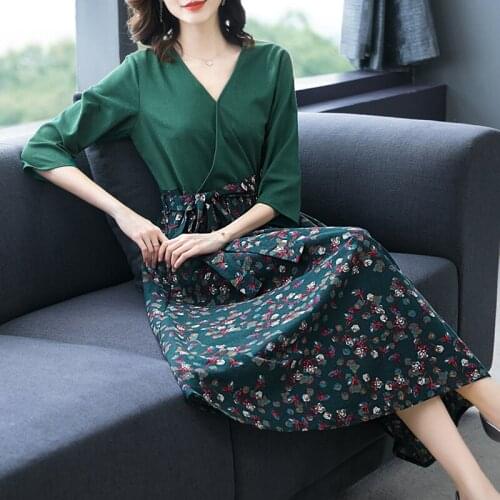 2021 Autumn Korean Green Cotton Linen Beach Midi Dresses Vintage Boho 3XL Plus Size Women Sundress Elegant Bodycon Party Vestido