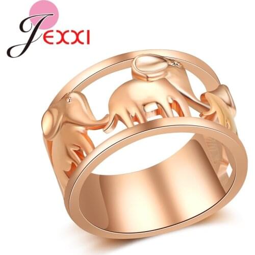 Excellent Cute Fashion Wide Elephant Finger Ring Jewelry Pure Gold Color For Female Hign Quality Free Shipping
