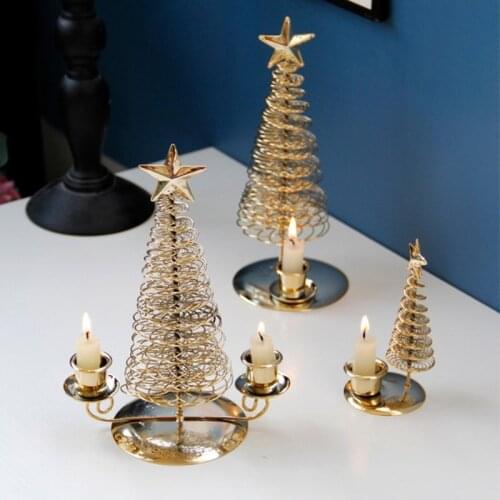 Popular New Metal Christmas Tree Candle Holder Wire Stand Center Candlestick Ornaments Tabletop Centerpiece Wedding Decoration