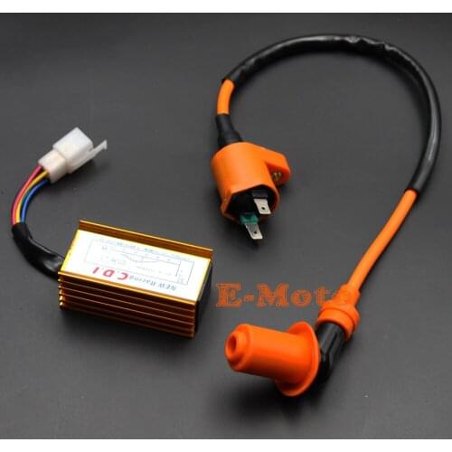 Performance orange coil For Honda XR 50 CRF 50 pit bike 110cc 125cc 5 pin racing CDI New E-Moto