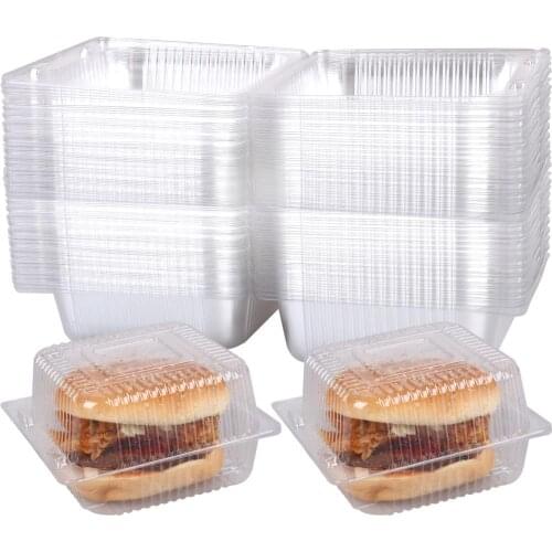 Clamshell Take Out Tray Plastic Hinged Food Containers Disposable Takeout Box