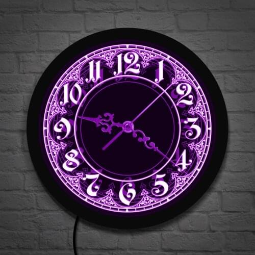 Retro Style Fancy Numbers LED Lighting Wall Clock Home Decoration Arabic Numerals Vintage Design Luminous Neon Sign Wall Watch
