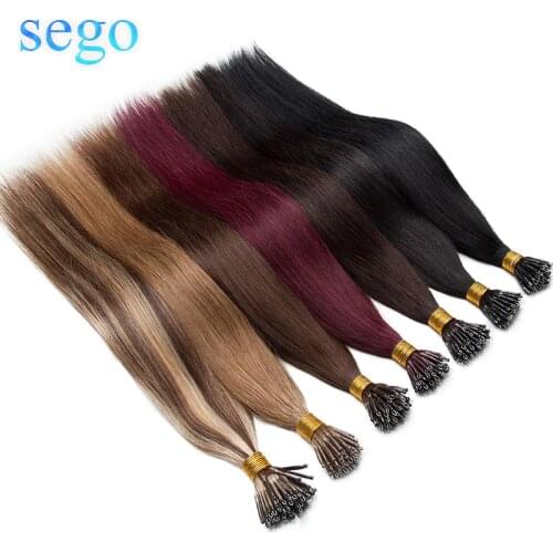 SEGO 16-24inch 50pcs 1g/s Nano Ring Hair Micro Beads Hair Extensions Non-Remy 100% Human Hair Pre-bonded Straight Brazilian