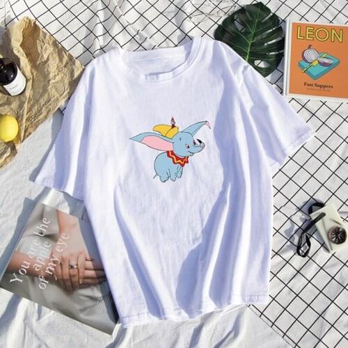 Harajuku Cartoon Elephant Print Funny T-Shirts Couples Preppy Style Youth Brief Clothes Kawaii Trend Hip Hop New Male Streetwear