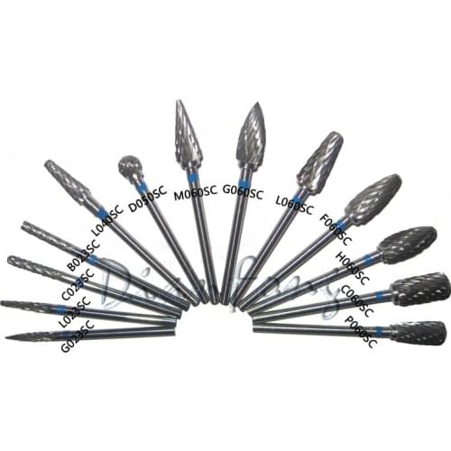 Dental Tungsten Carbide Rotary File Burs Triming Polishing Resin Base Metal Cross Cut 2.35mm Shaft Medium Coarse