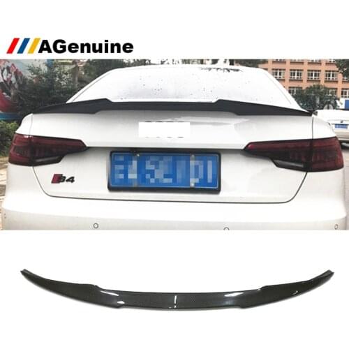 Carbon fiber V style high kick car back boot lip spoiler wing car rear trunk spoiler wing for Audi A4 S4 B9 Sline 2016