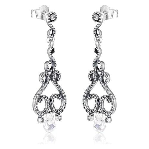 Genuine 925 Sterling Silver Swirling Chandeliers Drop Earrings for Women Fashion Earrings Jewelry brincos Free Shipping