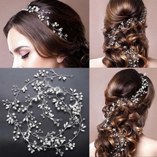 Hot Sales Bridal hair accessories hairpieces tiara lady wedding engagement headpiece tiara beads Fashion Women Gils Jewelry 50cm