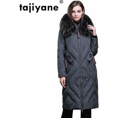 Real Fur Fox Collar Hooded Coat Women Clothes 2021 Winter Warm Duck Down Jacket Korean Vintage Long Parka Chaqueta Mujer ZL742