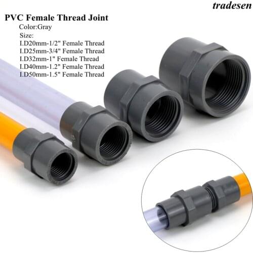 1pc 20mm-63mm to 1/2"~2" Female Thread Hi-Quality UPVC Straight Connector Garden Water Pipe Connectors Irrigation Tube Joints