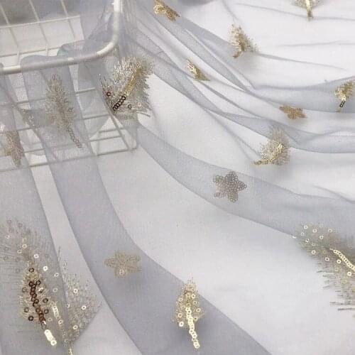 1meter 135cm Sparkly Sequin Embroidery Mesh tulle lace Fabric for Tutu Skirt Wedding Party Dress Hand Make Clothes Decoration