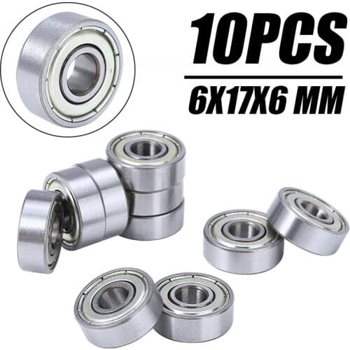 10Pcs 606 ZZ Bearings Set Metal Miniature Ball Bearings Silver Color Deep Groove Shielded Ball Bearing Miniature Bearing