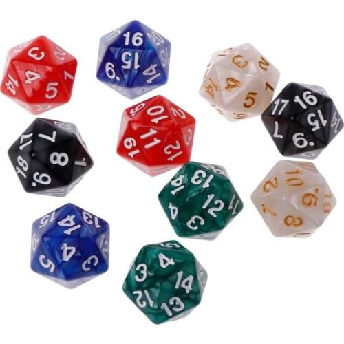 10pcs/set 20 Sided Dice D20 Polyhedral Dices For RPG Poly Desktop Table Games U2JB