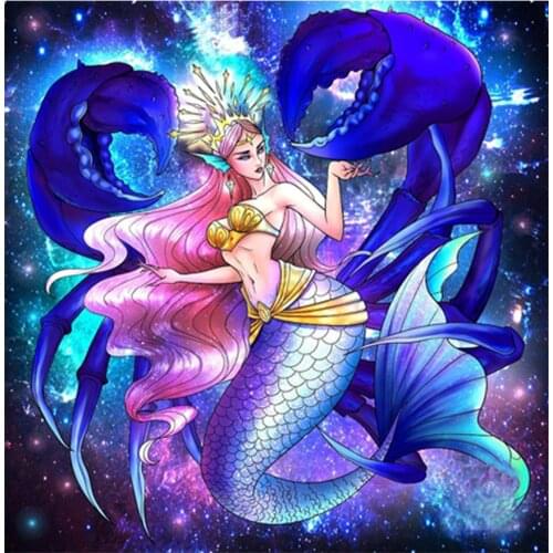 3 Piece Diamond Painting Mermaid Shrimp Diy handwork Embroidery Full square round drilling 5d Puzzle Mosaic,Wholesale,retail