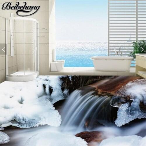 Beibehang Custom flooring stickers 3d pvc self-adhesive ice and snow river murals 3D floor painting three-dimensional painting