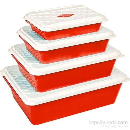 Bager Smartlıne Storage Container 4 Pcs Set-Red