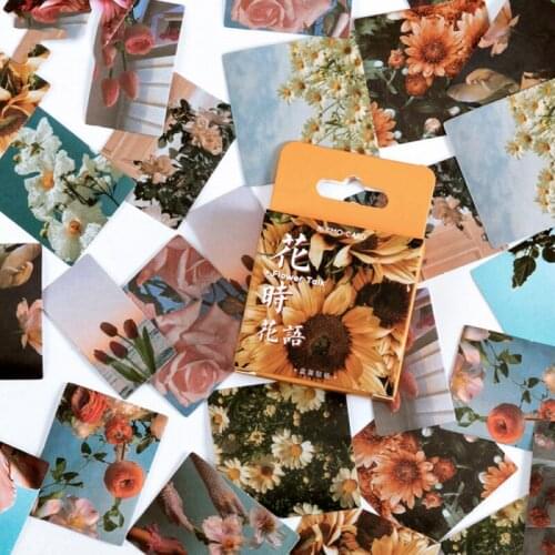 46PCS/box Flower Pattern DIY Hand Account Stickers For Scrapbooking Journal Phone Case Album Decoration Material
