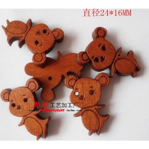 50pcs 2 holes brown color shape wooden buttons craft / scrapbooking accessories loose buttons diy sewing supplies