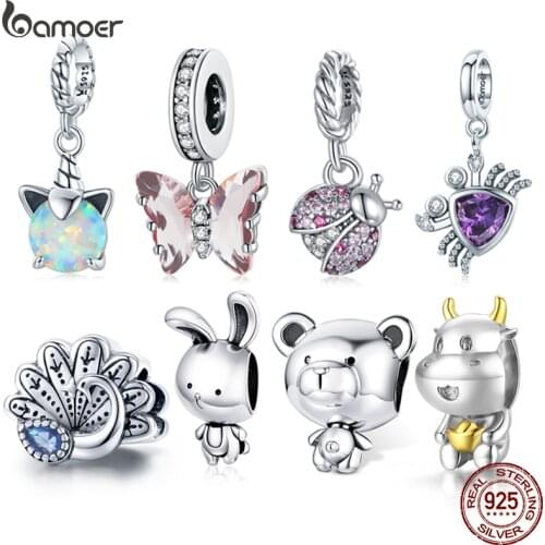 Bamoer Enamel Retro Peacock Series Charm fit Original Bracelets & Bangle 925 Sterling Silver Fine Jewelry SCC1558