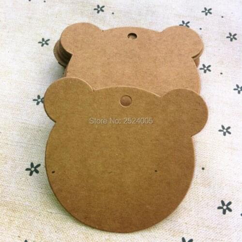 Free shipping in stock 6x6cm bears head shape blank tag 350gsm craft paper 200 pcs a lot/paper card hang label