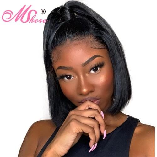 Brazilian Straight Short Bob Wig Glueless Lace Front Human Hair Wigs Pre Plucked Lace Frontal Wig With Baby Hair #1b #613
