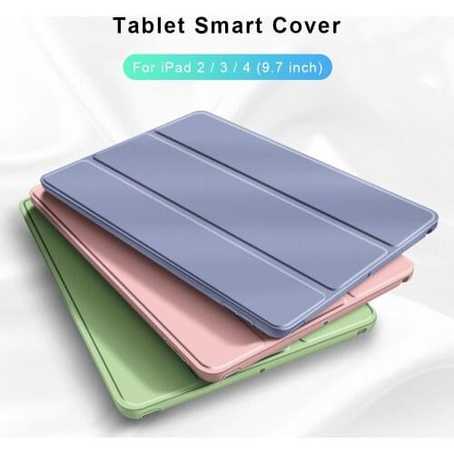 PU Leather Stand Case for iPad 2 3 4 Simple Smart Sleep Wake-up Cover 9.7 inch Tablet Anti-fall Soft Protective Case A1395 A1403