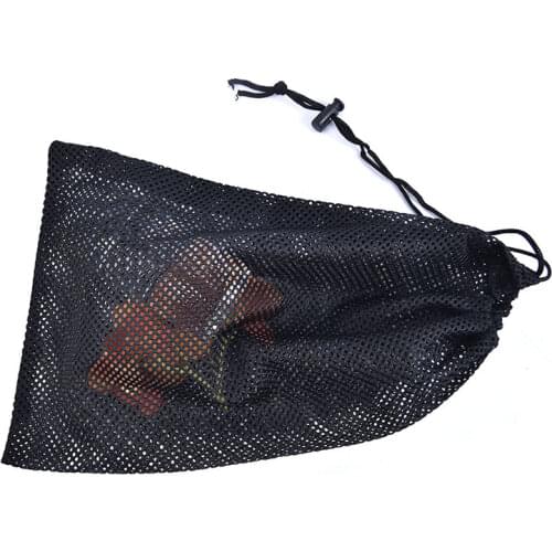 Black Mesh Stuff Sack Durable Nylon Drawstring Laundry Bag for Rinsing Beach Toys Swimming Camping Travel Outdoor Tool Bag