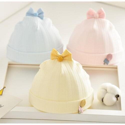Baby Hat Bowknot Design All-match Skin Friendly Infant Beanie Caps Daily Wear Cute Good-looking Cotton Hats Head Protection