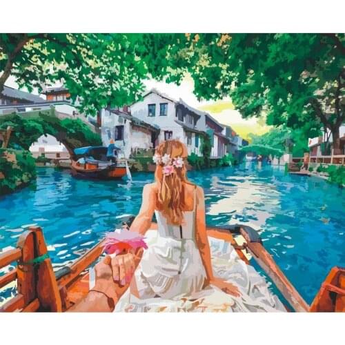 DIY Digital Painting By Numbers couple in the water oil painting mural Kits Coloring Wall Art Picture Gift frameless