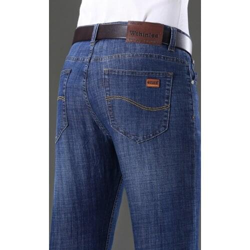 Autumn And Winter Men Jeans Cotton Straight Elastic Brand Fashion Business Pants Classic Style Jeans Denim Trousers