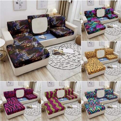Animal Skin Texture Elastic Sofa Cushion Covers for Living Room Removable Sofa Slipcover Corner Couch Cover 1/2/3/4 Seater