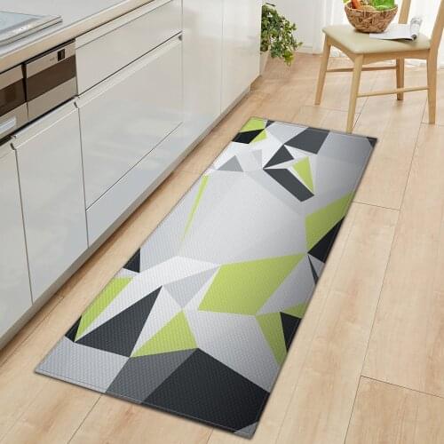 Geometry Kitchen Mat Entrance Doormat Home Bathroom Children Floor Decoration Rug Bedroom Hallway Balcony Anti-Slip Long Carpets