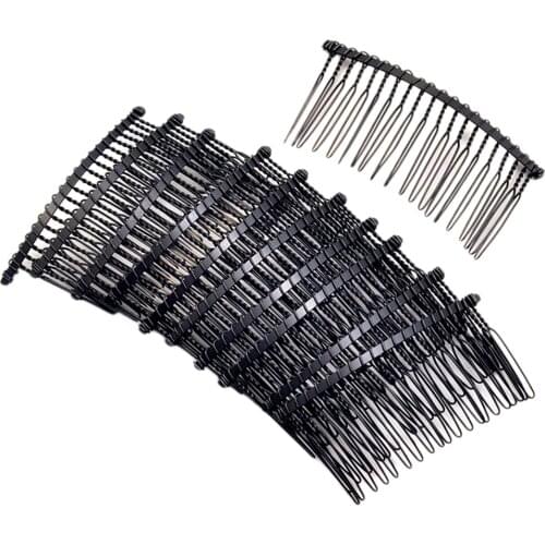 10 Pieces 20 Teeth Hair Clip Combs Metal Wire Hair Combs Wire Twist Bridal Wedding Veil Combs, 2.99 x 1.42 inch, Black