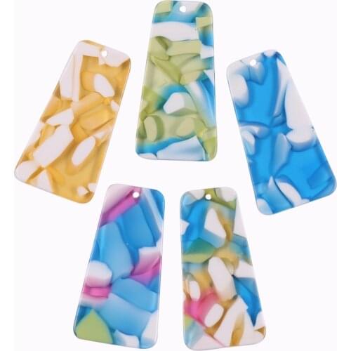 HAOSAW 20*38MM 4Pcs/Lot Acetic Acid Charm/ Trapezoid Shape/DIY Jewelry Making/Jewelry Accessory/Hand Made/Earring Findings