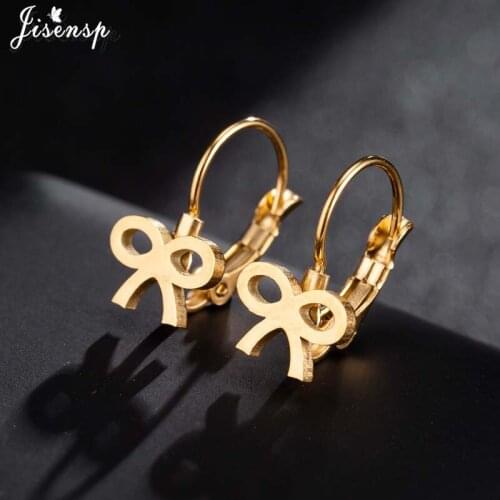 Jisensp 2019 Simple Fashion Bowknot Stainless Steel Earrings Geometric Jewelry for Women Girls Big Hoop Stud Earrings bijoux