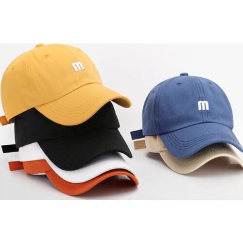 Hat M Letter Embroidered Baseball Cap Hats Mens Visors Curved Brim Cotton Soft Top Sunbonnet Fashion Simple Female Baseball Cap
