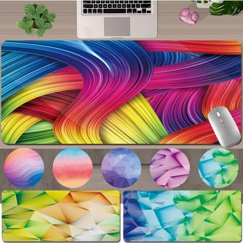 Mouse Pad Gamer PU Leather Watercolor Print Series Computer Keyboard Mouse Mat Large 30x60CM 30x80CM Office Desk Accessories