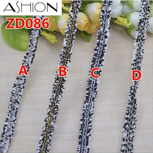 CHICKNIT 4m/lot Width 10mm Black and white fluffy polyester DIY Craft Curve lace trim Lace ribbon ZD086