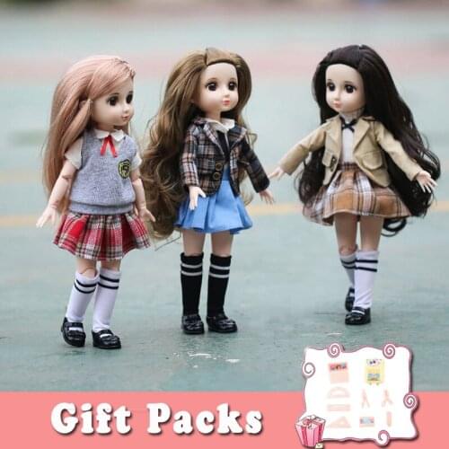 30cm Kawaii Fashion School Uniform Girl Jointed Doll 12 Inch Bjd 1/6 Dolls Kids Toys For Children 3-7 Year Old Birthday Gift