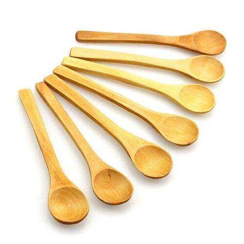 Renewable resource bamboo wood Spoon Natural Color Kitchen Cooking Coffee Spoons Kids Ice Cream Dry thoroughly Tableware Tool