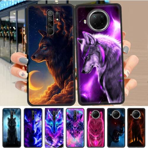 Cute Animal Wolf Sky Case for Xiaomi Redmi Note 9S 8T 8 7 10 Pro Max 9 9T 9C 9A K40 8A 7A Phone Black Soft Coque Funda