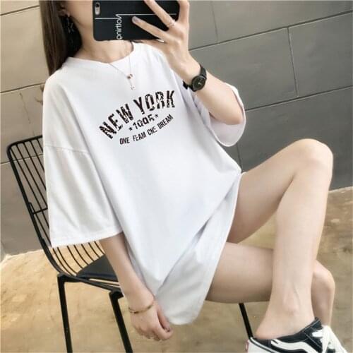 Fashion Brand Trend Women T-shirt White Half Sleeve Summer Top Women Streetwear Loose T Shirt BF Style Tshirt Dropshipping